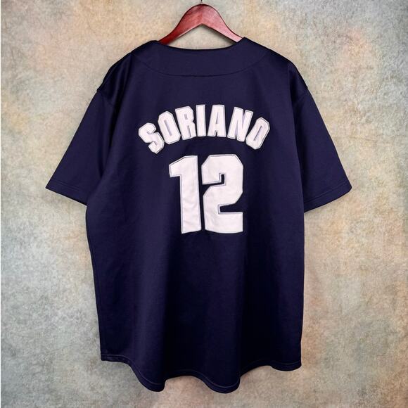 2003 New York Yankees Alfonso Soriano Jersey Sz XL Navy Blue #12 Stitched MLB - Picture 2 of 11